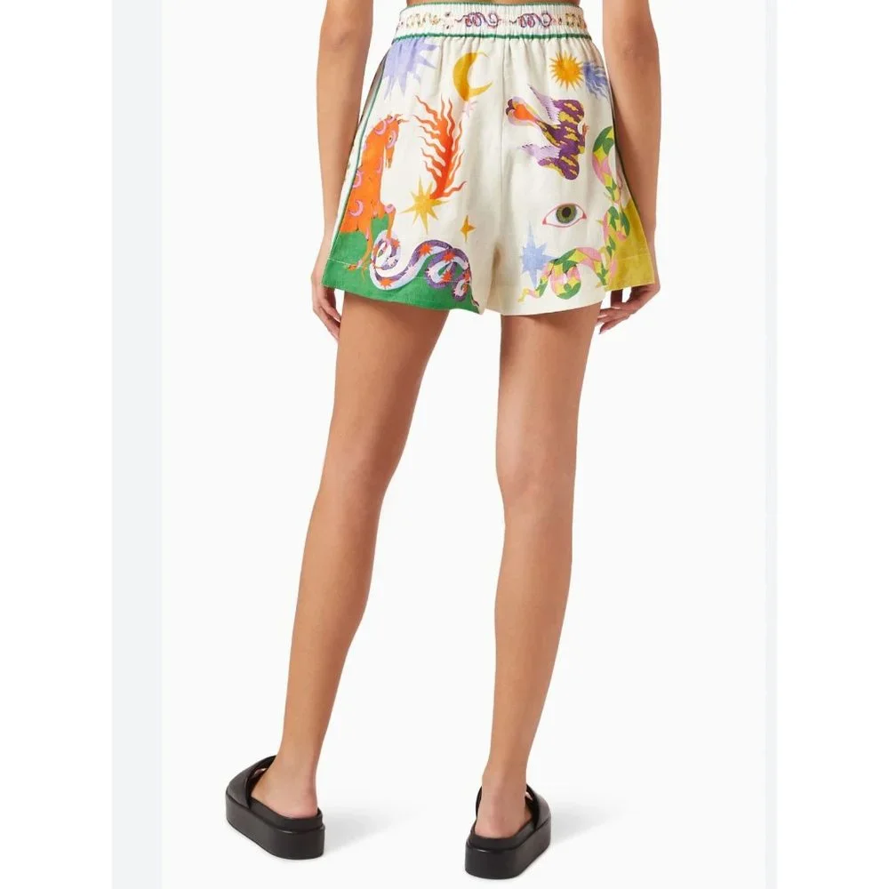 Women's XL Whimiscal Shorts Elastic High Waist Pockets Drawstring Multicolor - Picture 3 of 13